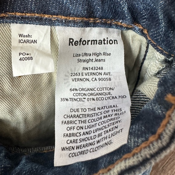 Reformation denim high rise straight jeans NEW - Picture 7 of 7